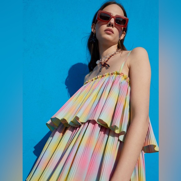 Beatrice B Square Neck Tiered Dress Anthropologie - Picture 14 of 16